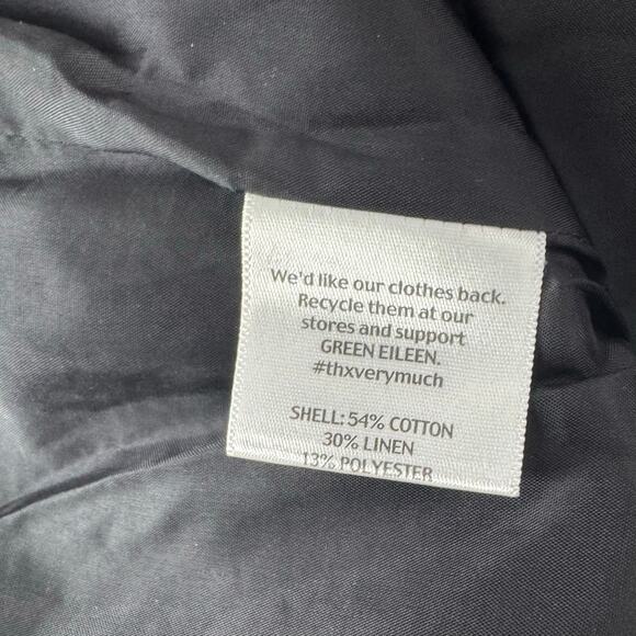 Eileen Fisher Large Black & White Tweed Zippered Front Jacket Faux Pockets - Picture 7 of 8